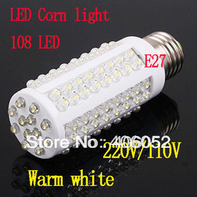 10pcs/lot whole e27 108 led corn bulb degree 360 7w lamp light 220v warm white pure white cool white