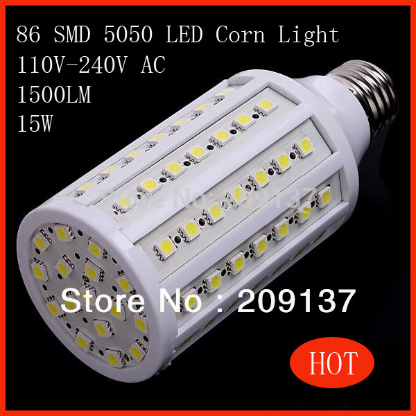 110v-240v 10pcs/lot e27 b22 9w 12w 15w led bulb lamp smd5050 led corn light bulb warm white/white spotlight