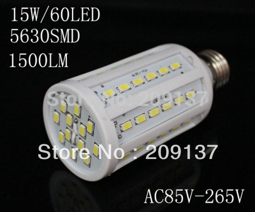 20pcs/lot 15w 60 led 5630 smd e27 corn light bulb 110v 220v energy saving lamp,