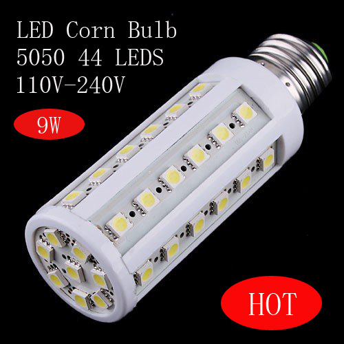 30pcs/lot e27 9w 220v 44leds 750lm smd5050 led bulb corn light bulb energy saving led lamp,