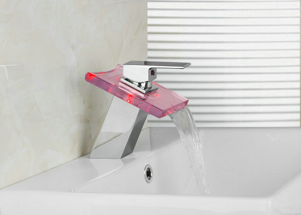 no need battery led waterfall faucet 4 basin mixer tap 3 color faucet ys-0207
