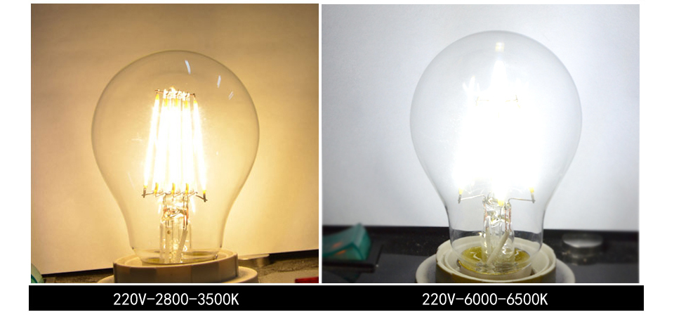 led lamp e27 110v 220v 8w filament led bulb e27 e26 360 degree 1080lm white warm white lampada led energy saving light