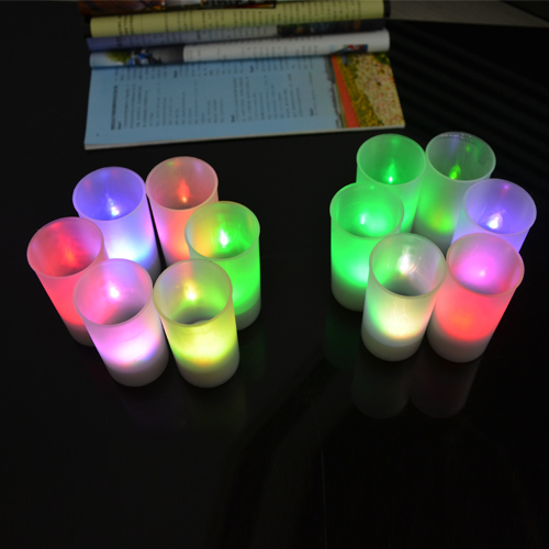 romantic blow on / off flameless led electronic candle night light shake sensor induction rgb nightlight cup tea lamp 7 colors
