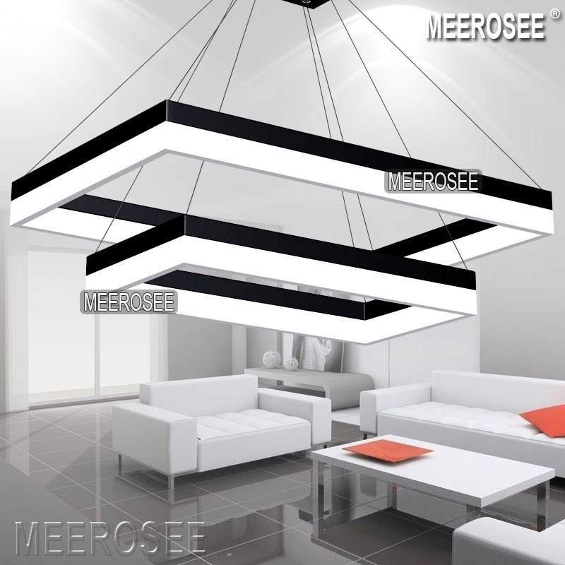 new arrival rectangle led chandelier light fixture gold and black acrylic suspension drop light for pendant