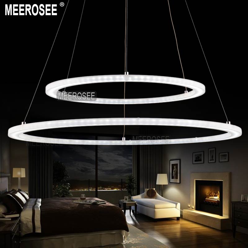 white acrylic led light fixture 2 rings led chandelier light lustre md5000 energy saving 50 watt