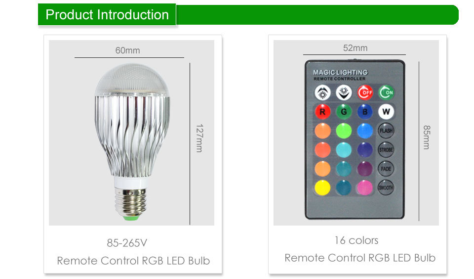 3w 5w 10w e27 rgb led light lamp dimmable led spotlight 110v 220v spot light bulb 16 colors change + 24key ir remote controller
