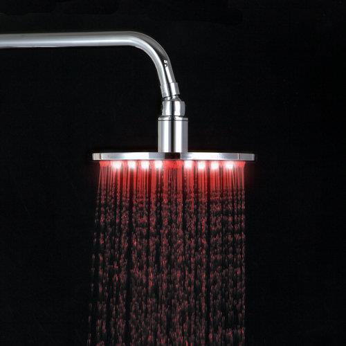 ceilling no battery led light 8" round saving water 8103/10 rainfall chrome shower head bathtub bathroom cabeca chuveiro faucets - Click Image to Close