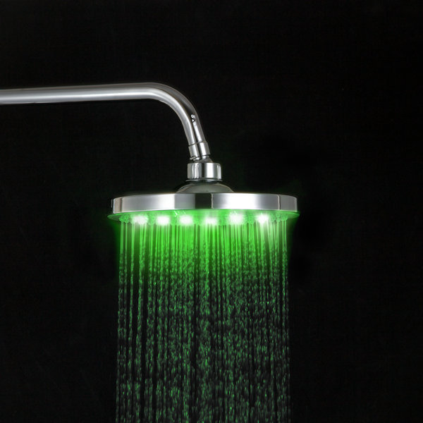 chrome multi-color led shower faucet head water power chrome round shower head d16