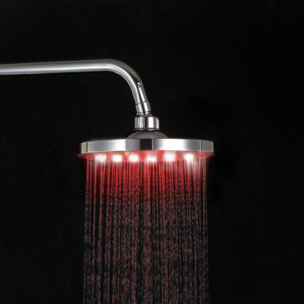 chrome multi-color led shower faucet head water power chrome round shower head d16 - Click Image to Close