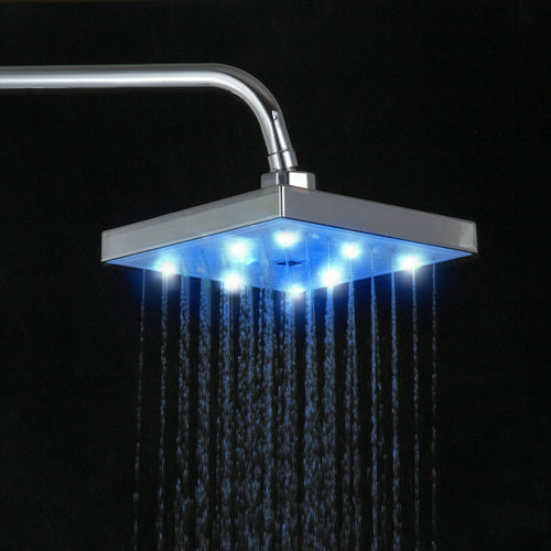 hello shower heads chuveiro wall mounted led light 8" saving water d17/3 rainfall chrome bathtub bathroom bath faucets