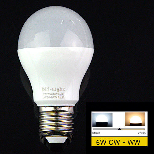 wifi 2.4g wireless e27 6w 9w dimmable cold white to warm white mi light led lamp indoor led bulb light home decoration