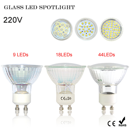 gu10 mr16 led spotlight glass body 2835 smd bombillas led lamp light 3w 5w 12v 220v lampada led bulb spot light