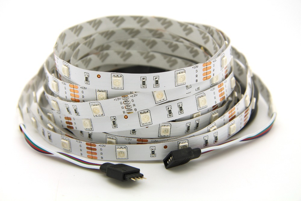 super affordable 5m rgb led strip smd 5050 30led/m flexible non waterproof 150 led 44key remote controller 12v 3a power adapter - Click Image to Close