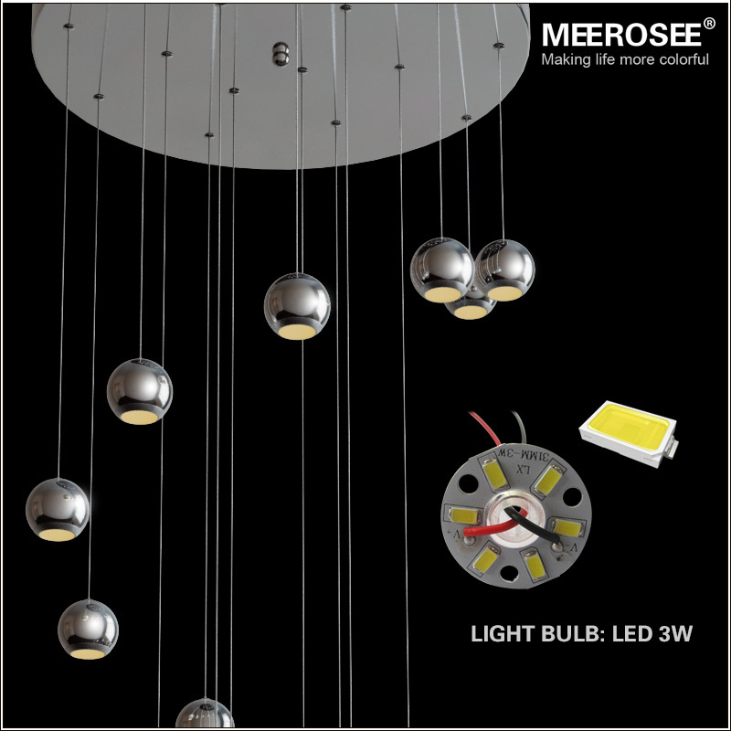 45 watt led pendant light fixture for el villa polished chrome ball lamp modern suspension led drop lighting
