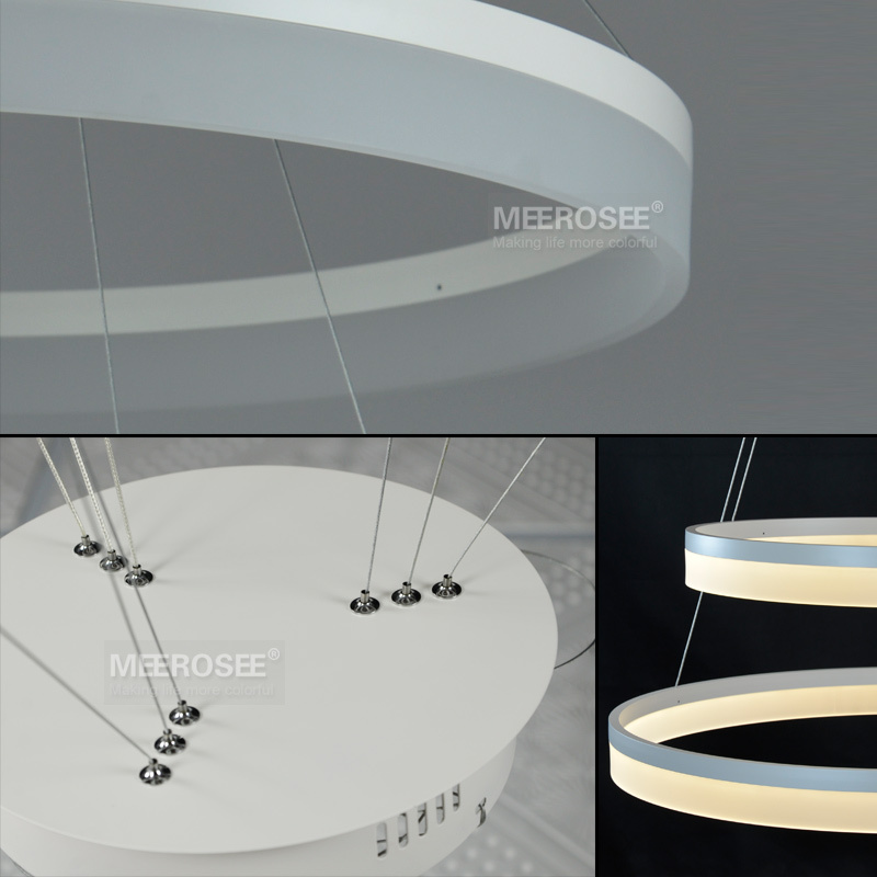 led round chandelier modern acrylic lamp light for dinning room new singular 3 rings restaurant led hanging light fixture