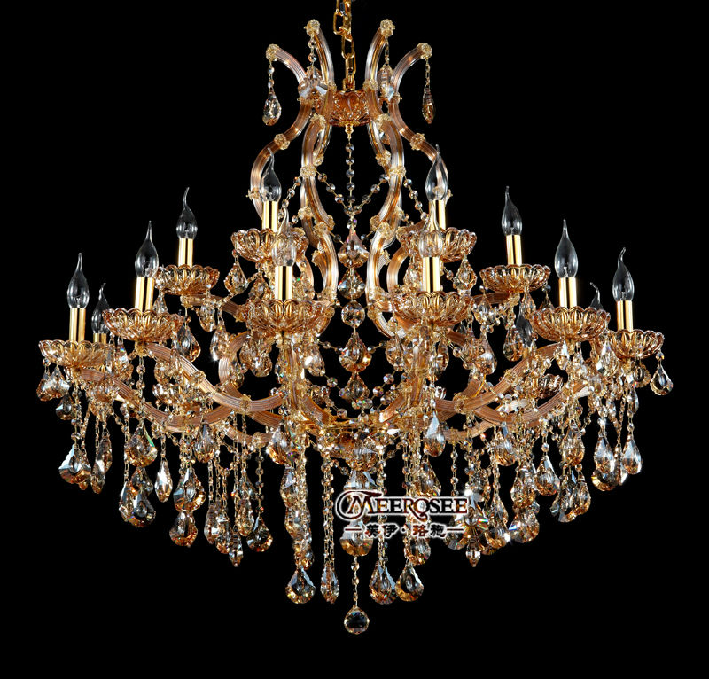 18 lightholder chandelir crystal beads modern chandelier amber lighting fixture glass cristal lustre for dining living room
