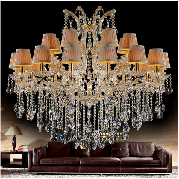 classical style lighting fixture shades collection colored big glass chandeliers crystal 24 lights for foyer,lobby,villa md8747