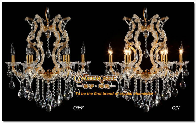 glass chandeliers crystal meerosee maria theresa chandelier gold cristal lustres pendentes 6 lights mds06 ready stock