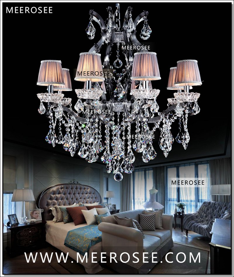 smoky gray color cristal chandelir light fixture crystal lustre pendelleuchte 8 glass arms for el, restaurant, foyer md8475