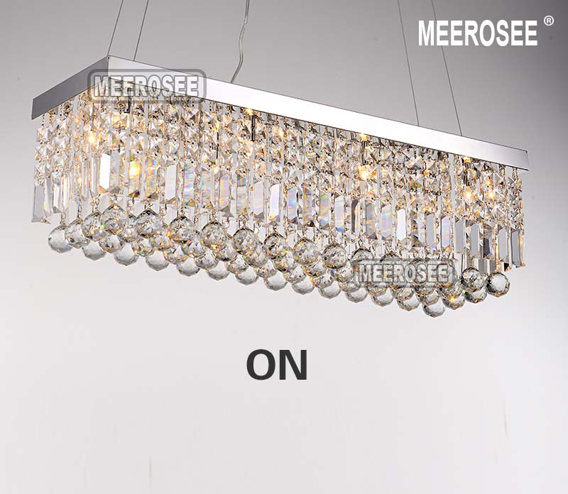 rectangle crystal chandelier light for dining room, crystal suspension light md5010