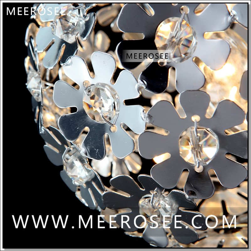 silver color flower crystal chandelier light fixtue aluminum dining crystal light for aisle, porch, hallway,bedroom md88035