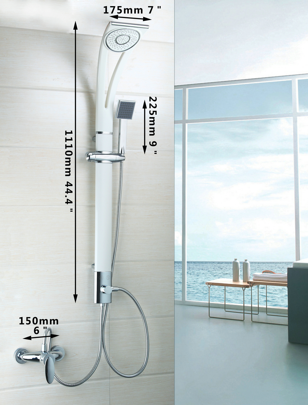 hello 50259/0 wall mount rain shower banho set mixer faucet bathroom adjustable shower head & handheld shower bathtub mixer tap
