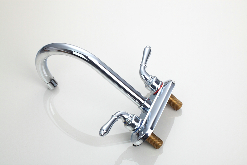 hello 97176/1 brand new kitchen faucet torneira da cozinha double handles swivel spout faucet mixer tap chrome finish deck mount