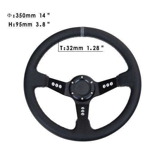 hello car steering wheel black genuine leather hole-digging breathable q17 slip-resistant universal supplies car accessories