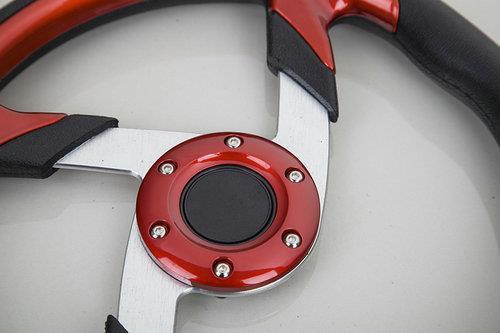 hello car steering wheel black red pu hole-digging breathable q34 slip-resistant universal supplies car accessories