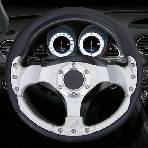 hello car steering wheel black white pu hole-digging breathable q19 slip-resistant universal supplies car accessories