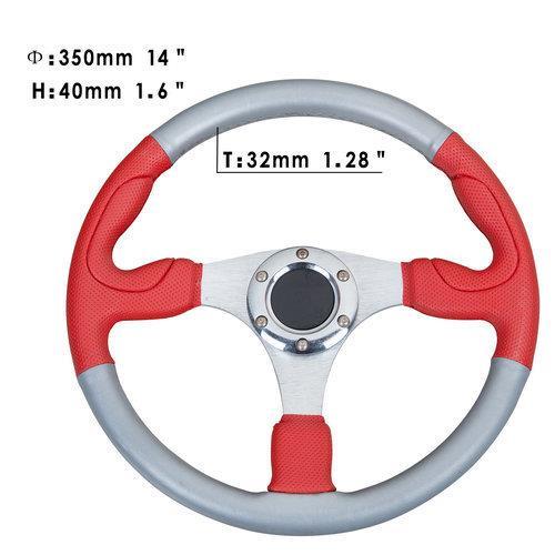 hello car steering wheel gray red pu hole-digging breathable q25 slip-resistant universal supplies car accessories