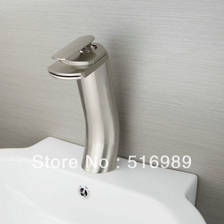 tall new brushed nickel bathroom deck mount single handle wash basin sink vessel torneira tap mixer faucet sam63