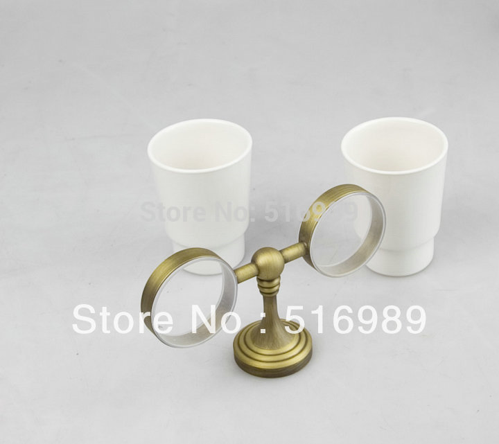 antique brass and ceramic bathroom toothbrush cup holders a-315