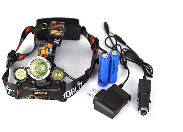 led headlight lantern flashlight t6 headlamp charger+car charger +2*rechargeable battery camping / climbing zm00982
