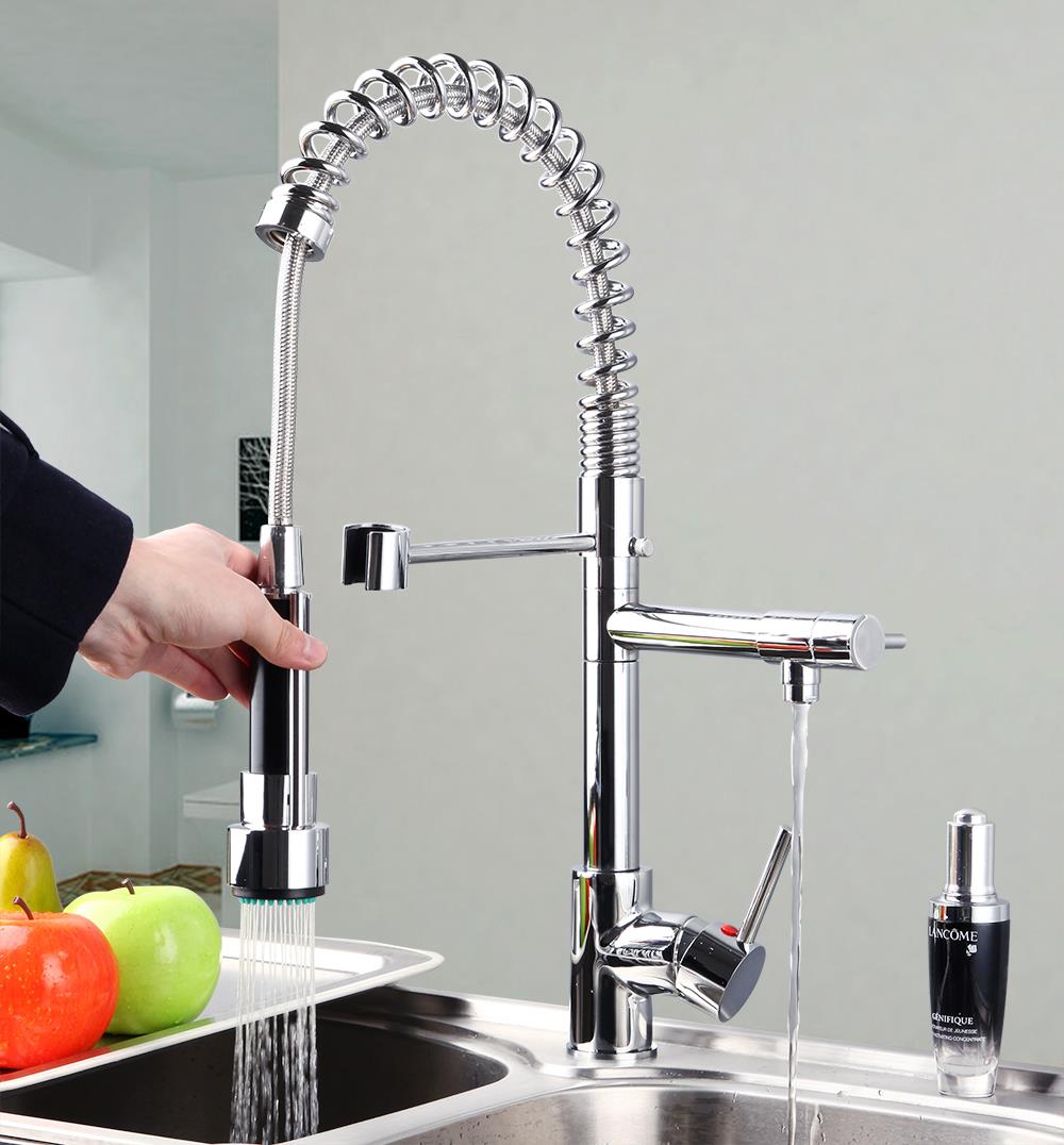 hello chrome pull out spray kitchen faucet +pull-down spout sprayer kitchen torneira cozinha 8525/56 brass sink tap mixer faucet