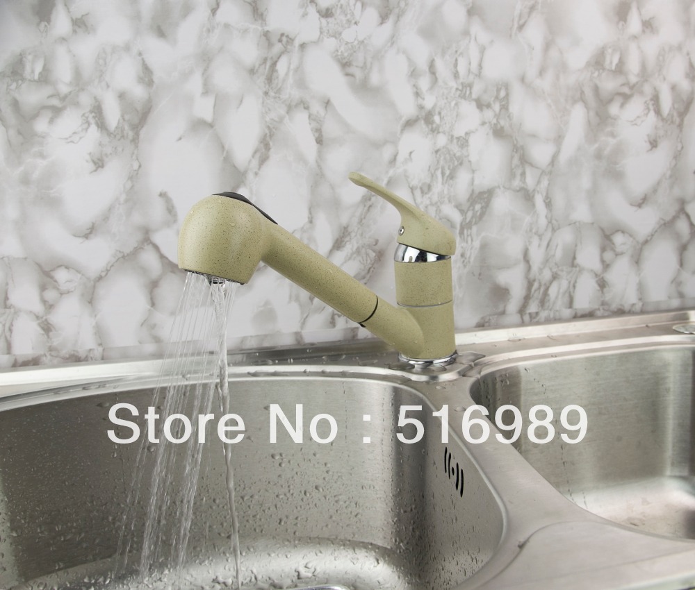 painting new deck mount single handle durable pull out swivel 360 kitchen faucet tap mixer kai1