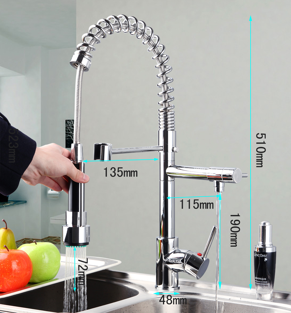 hello brand new pull out faucet torneira da cozinha chrome swivel water faucet 97168 kitchen sink mixer tap double handles mixer