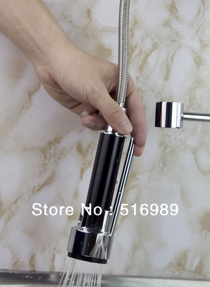 new pull out faucet chrome water power swivel kitchen sink mixer tap double handle