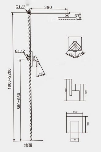 bathroom in wall shower set with 8" rain shower chuveiro set shower el - Click Image to Close