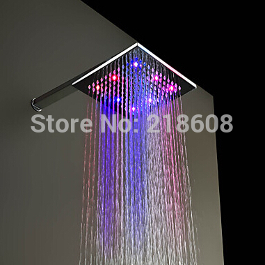 led rain shower head 7 color light bath luxury rainfall brass square shower head 8