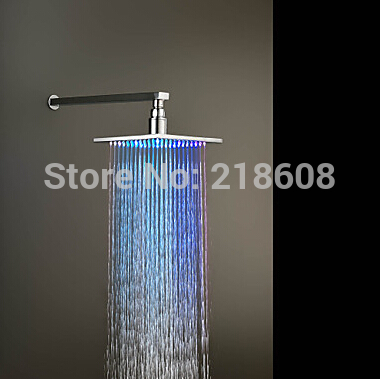 led rain shower head 7 color light bath luxury rainfall brass square shower head 8"