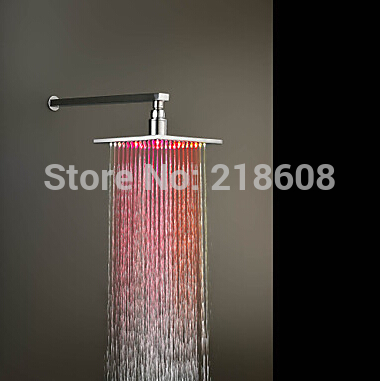 led rain shower head 7 color light bath luxury rainfall brass square shower head 8"