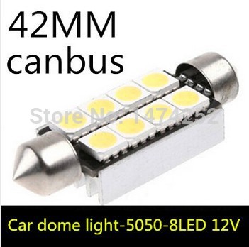 1pcs 42mm 8smd 5050 pure white dome festoon canbus car 3 led light 5w led lamp auto bulb 12v cd00133