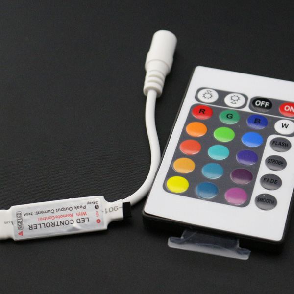 50pcs mini 24key led controller rgb color with remote control mini dimmer for 5050 / 3528 led strip lights 12v by fedex