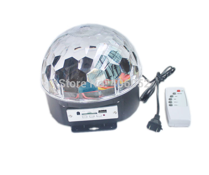 6*3w digital led rgb mp3 crystal magic ball effect light music disco dj party stage lighting + u disk remote control lamp