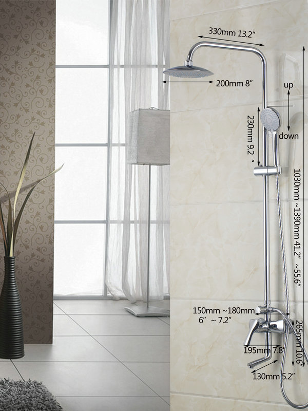 3 waterout ways bathroom brass shower set wall-mount 8