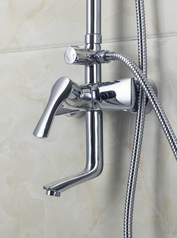 3 waterout ways bathroom brass shower set wall-mount 8