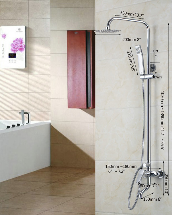 8" a grade abs plastic shower head chrome bathroom brass shower faucet shower set ds-53029