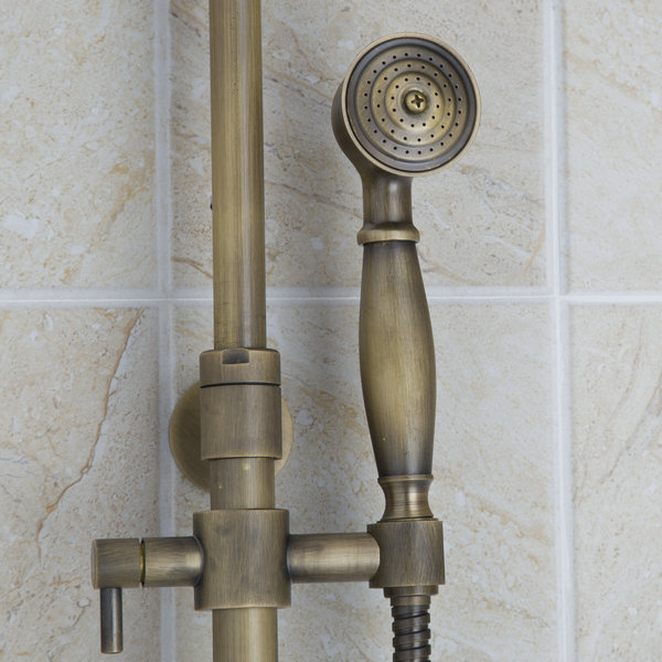 8" showerhead antique brass finish shower faucet with handheld bathroom shower faucet set 50127