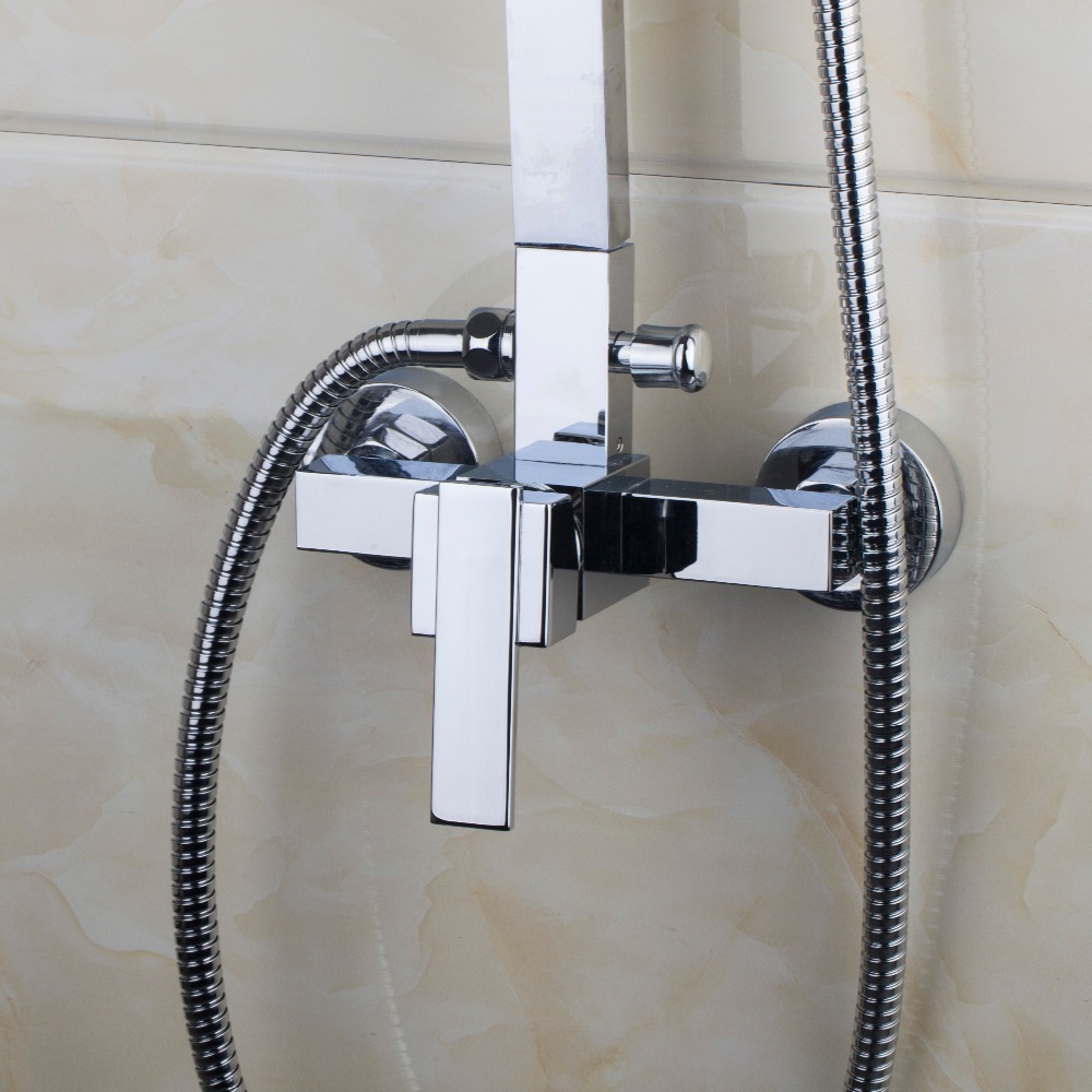 hello wall mounted shower set torneira 8" abs rainfall shower head bathroom 52004 bathtub chrome basin sink tap mixer faucet